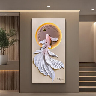 Fudiao home decoration (relife) modern simple entrance decoration painting three-dimensional relief high-end light luxury hanging painting corridor living room creative lighting painting youran upstream lighting 80*160cm