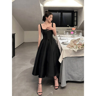 Roar uthaug white hepburn skirt women's new suspender dress french white skirt waist daily dress light wedding dress niche black s