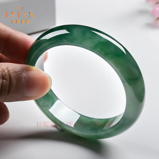 Layun jade sound burmese jadeite oil green floating flower clear water ice waxy type round royal concubine full circle bracelet new year jadeite gift bracelet inner diameter 50-52mm