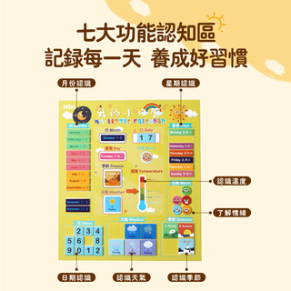 大团小圆香港繁体字教具幼儿园儿童我的小日历中文英文早教益智玩具挂图升级款 中文繁体英文双语-我的小日历