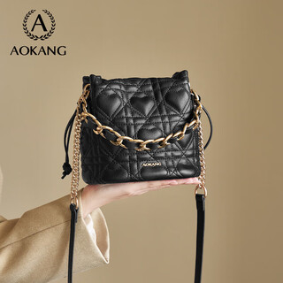 Aokang women's bag, trendy rhombus bucket bag, light luxury cross-body shoulder bag, birthday and new year gift, high-end gift for girlfriend and wife