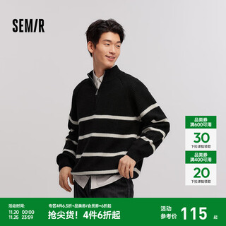 Semir senrou | sweater for men in winter with wool sweater, old money style zipper half-cardigan sweater for couples, black and white tone 00391 m