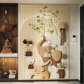 Customized entrance hall elephant solid wood hole board storage rack creative wall decoration storage rack to block the styling wall other sizes, styles and patterns, please contact customer service