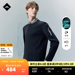 J.lindeberg shopping mall's new autumn style men's moisture-absorbent, quick-drying elastic casual long-sleeved polo shirt 52533y004 paf dark black blue 2.0 m