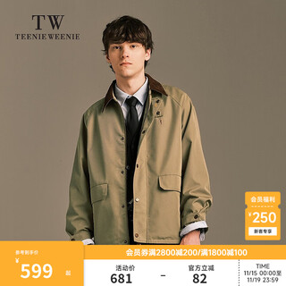 Teenie weenie bear men's simple jacket 2025 autumn and winter new casual retro fashion trend jacket dark khaki m
