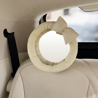 Safety seat viewing mirror, stroller car rear view mirror, reversing baby viewing mirror, children's rear view mirror, white bow tie viewing mirror