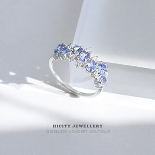 Lierui <binglan> retro light luxury socialite style niche design cool feeling inlaid natural tanzanite ring gift for women <binglan> tanzanite opening adjustable