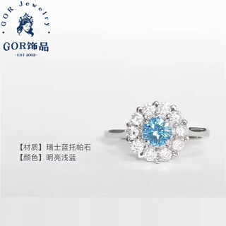 Fat donglai quality topaz ring collection event ring tanzanite women's colored gemstone sterling silver defective 5mm swiss blue topaz sunflower ring opening adjustable