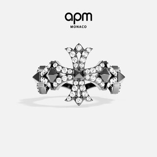 Apm monaco dark gray personalized cross ring women's men's ring couple's ring silver ring dark gray size 60