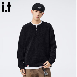 Chocoolate it fake two-piece henry collar sweatshirt men's 2025 autumn and winter new casual sweater top black m recommended 90jin jin equals 0.5kg -110jin jin equals 0.5kg