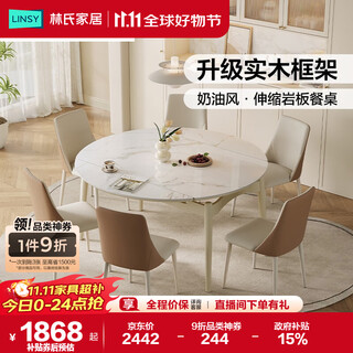 Lin's home modern light luxury cream style slate dining table retractable and foldable home dining table and chair combination dining table ls628r8