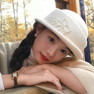 Zunti hat women's new style woolen gold style top hat women's autumn and winter face-showing versatile beret elegant hepburn basin hat women's ivory white one size