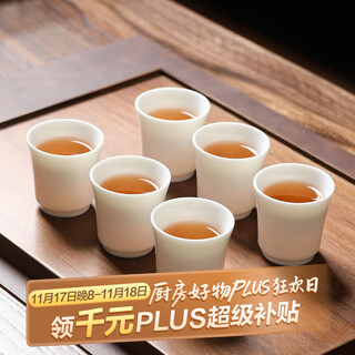 Yuan qing jiasheng master cup chinese white ceramic tea cup kung fu tea set mutton fat jade simple tea cup 6 cups