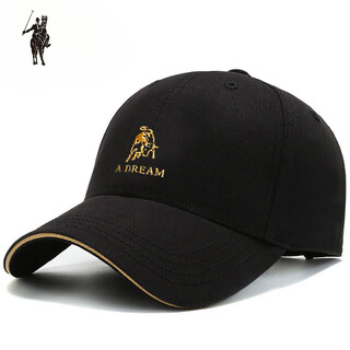 Larren paul men's hat pure cotton spring and autumn new trendy brand baseball cap women's fashion casual versatile sun visor cap spring and autumn cap calf style - black (gold thread embroidery)