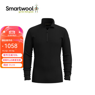 Smartwool men's 250 series 100% merino wool top half zipper long sleeve outdoor wool underwear 6356 2822 2822 style black 001 m (european size is too large)