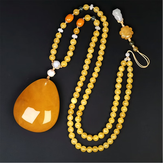 Amber school, one thing, one picture, one certificate, natural beeswax pendant, amber necklace, sweater chain pendant, chicken oil red, flawless pendant, 30.93g, 55*46*20mm