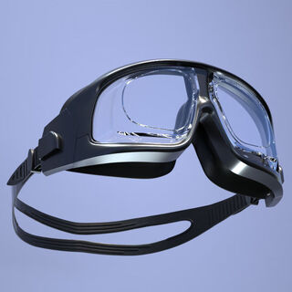 Swimming goggles myopia swimming goggles with degree large frame high definition anti-fog waterproof women's swimming goggles men's swimming cap set black transparent 0-1000 degrees swimming cap left and right flat light