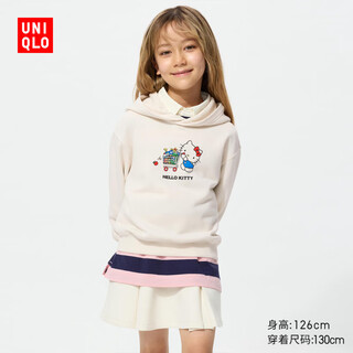 Uniqlo children's clothing girls ut sanrio hooded sweatshirt long sleeve hello kitty sweatshirt 480021 01 creamy white 120
