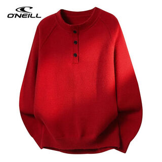O neilloneill/o'neill lazy style sweater for men and women in autumn and winter american retro henry collar bottoming sweater burgundy m