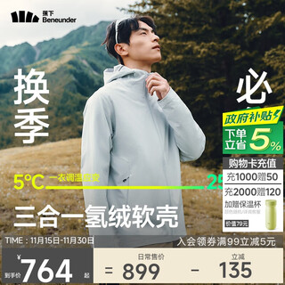 Beneunder men's jacket jacket liner jacket outdoor windproof fleece jacket high elasticity detachable st019 thin gray blue l