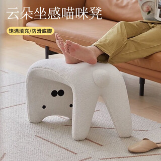 Shitingge high-end quality sofa side stool kitten stool internet celebrity dressing chair liquid cat makeup stool entrance porch stool nuojiji white 42cm (upgraded removable and washable)
