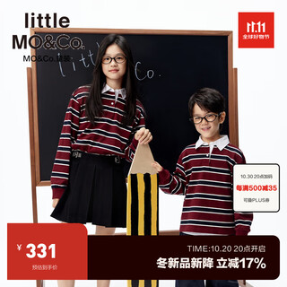 little MO&Co.纯棉-亲子装 little moco童装25冬装新款男女童巴恩风条纹t恤长袖 红蓝条色 160 160/76