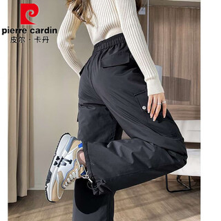 Pierre cardin velvet overalls for women for winter wear 2025 new northeastern minus 40 winter plus velvet thickened cold-proof cotton pants black m 100-112jin jin equals 0.5 kg