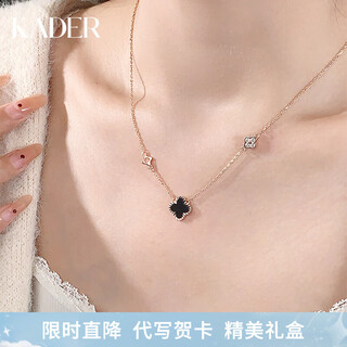 Catiro four-leaf clover necklace women's 999 silver pendant clavicle chain girl's first birthday gift for girlfriend four-leaf clover necklace / 999 silver / ghostwriting greeting card