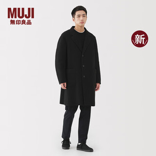 Muji men's wool blend chester coat men's woolen coat men's woolen coat men's autumn and winter new product black m (170/92a)