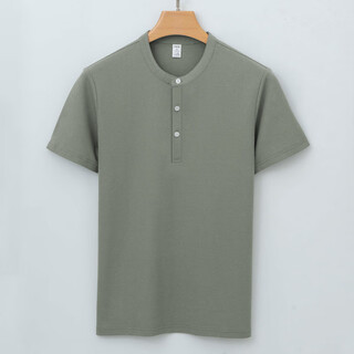 2025 high-end solona cotton henley t-shirt men's short sleeve no-iron round neck long staple cotton american men's henley shirt military green s recommendation (90-115jin jin is equal to 0.5kg)