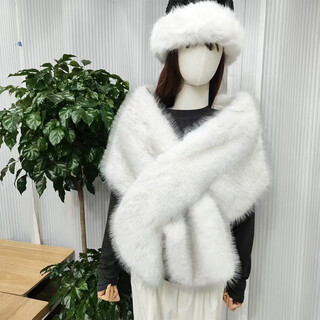 Versatile imitation fur fox fur cheongsam shawl fur collar autumn and winter cloak stage dinner wedding dress scarf for women two-color fur white 160cm