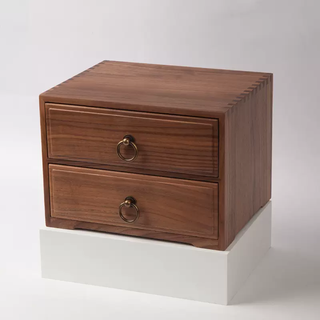 Yusen yi zhengtang desktop camphor walnut double layer multi-layer drawer storage simple retro style jewelry jewelry box customization black walnut 25x20x18 black walnut 25x20x18 1 1 layer 1