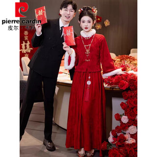 Pierre cardin toast wear bridal red suit engagement clothes new chinese style show he clothes wedding clothes wedding dress burgundy m