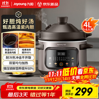 Joyoung electric stew pot electric casserole stew soup electric stew pot soup porridge purple sand color food supplement 4l large capacity high temperature porcelain liner multi-function pot dg40k-gd419