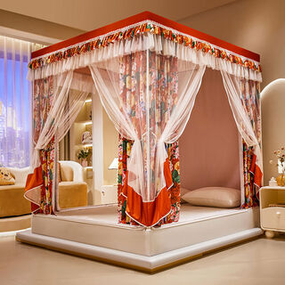 Yusenyi t-shaped back-bottom fitted sheet type blackout curtain mosquito net household anti-fall door bed curtain zipper thickened bracket pretty in pink - zipper - fitted sheet bottom 150200 thickened self-connecting bracket