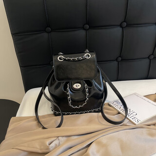 Western style niche silver women's backpack 2025 new mini versatile backpack student travel bag black