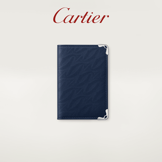Cartier must series credit card wallet calfskin double c logo card holder navy blue