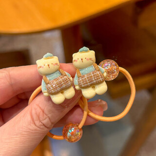 Mr. ouyang children's hair accessories cute cartoon zoo overalls bunny bear rubber band headband beaded girls rubber band overalls kittens 2 pairs