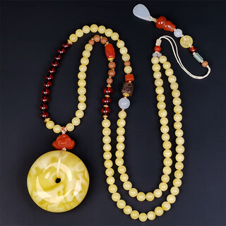 Hupai, one thing, one picture, one certificate, natural beeswax pendant, safety buckle, pendant, sweater chain, necklace, white honey, flawless pendant, 20.19g, 40*18mm