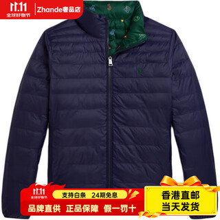 Polo ralph lauren fall/winter ralph lauren cotton coat, half turtleneck, double-sided zipper, long sleeves, children's style, dark blue s