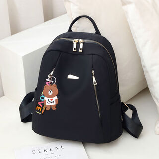 牛津布双肩包女2024新款时尚潮大容量帆布旅行小包包女士背包书包 黑色