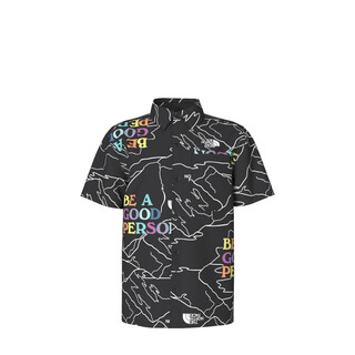 The north face children's clothing children's short-sleeved shirts for men and women outdoor|86tw wo3/black print 150 l(150/72)
