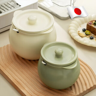 Jingyouyu japanese kangalu household high temperature resistant ceramic lard jar kitchen red oil jar oil spicy matcha green large size 1400ml