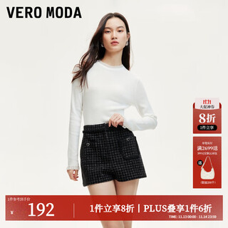 Veromoda shorts autumn new small fragrance style beaded weaving splicing waist shorts 3011 black m 165/68a
