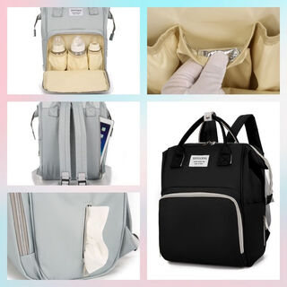 Zailu multifunctional mommy bag backpack large capacity diaper bag storage bag mother and baby bag backpack baby travel storage bag (with paper drawing bag) black no hook