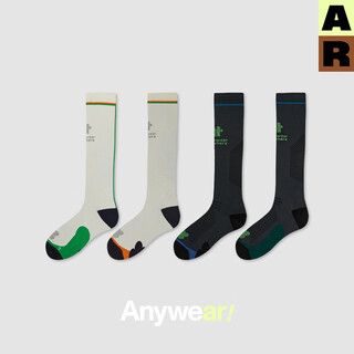 Almondrocks sports calf socks aircraft pressure socks cycling running jumping rope hiking slimming long socks pressure off-white + graphite gray one size (36-40)