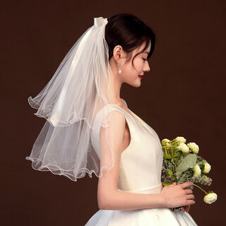 Dijing proposal proposal bridal veil korean style simple ins style super fairy ribbon butterfly wedding veil fashion headwear props ins style bow tie certification veil hair comb f432