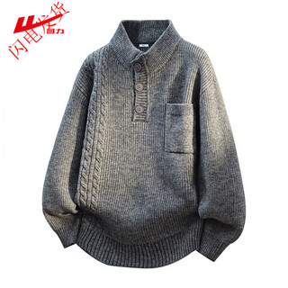 Gray sweater men's winter thickened and warm henry collar sweater men's design sweater gray m about 90-105 jin jin equals 0.5 kg can be worn