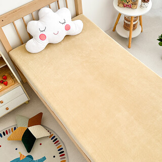 Fantasy crib fitted sheet autumn and winter thickened baby sheets bean coral milk velvet new children's spliced mattress cover a type milk velvet warm brown fitted sheet 70x150x5cm