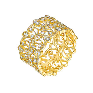 Shixi italy turin night series 18k yellow lace diamond ring palace style index finger thumb wide version rose gold women's size 10